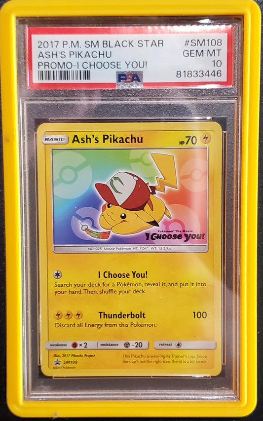 PSA 10 Ash's Pikachu SM108 () () - NM